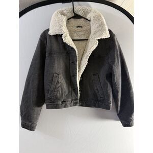 Natural Reflections Women’s S/P Black Denim Sherpa Jean Trucker Jacket